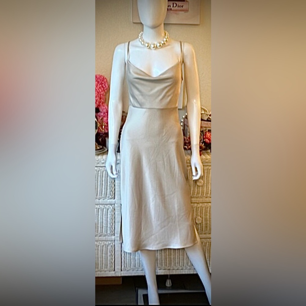 BHLDN Sachin & Babi Low Cut midi dress Wedding Bridal In champagne color Size 2